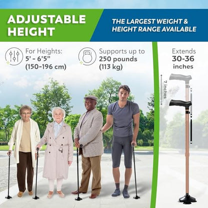 HONEYBULL Walking Cane for Men & Women, Foldable, Free Standing Cane - color: Copper