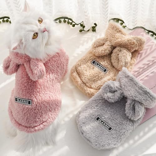 Selena Cat Bunny Ears Costume Cute Dog Kitten Hoodies Sweater Rabbit Ears Puppy Pet Apparel (Small,Pink) - color: Pink, size: Small