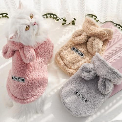 Selena Cat Bunny Ears Costume Cute Dog Kitten Hoodies Sweater Rabbit Ears Puppy Pet Apparel (Small,Pink) - color: Pink, size: Small