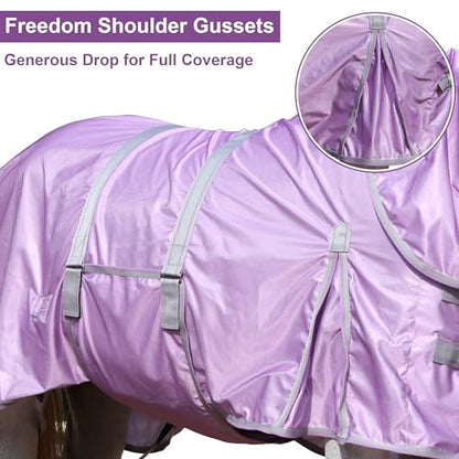 LEAFOREST Horse Fly Sheet with Neck Cover & Belly Band Mesh UV Protection - size: 72 IN