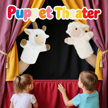 Sheep Hand Puppets Lamb Plush Toy Stuffed Animal Soft Fuzzy for Baby Story Time Safe Washable Stuffed Adult Hands Fit Interactive Play - color: Sheep