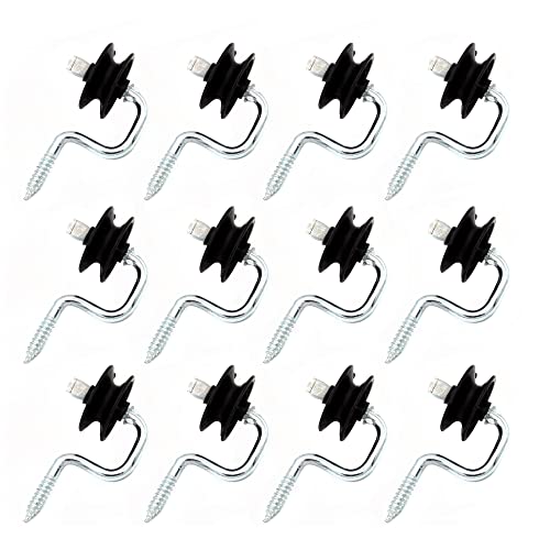 Wood Post Screw-in Corner Post Bracket with Insulator, Black, 12 Pcs