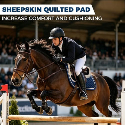 Half Saddle Pad with Faux Wool Lining, Horse Half Pad for English Saddle, Shock Absorbing, Non-Slip & Breathable