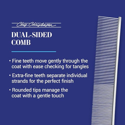 Chris Christensen 504 8.5 in. Fine/Coarse Greyhound-Style Butter Comb, Groom Like a Professional, Rounded Corners Prevent Friction and Breakage, Solid Brass Spin with Steel Teeth, Chrome Finish. - size: 504 - 8.5 Inch Fine/Extra Fine