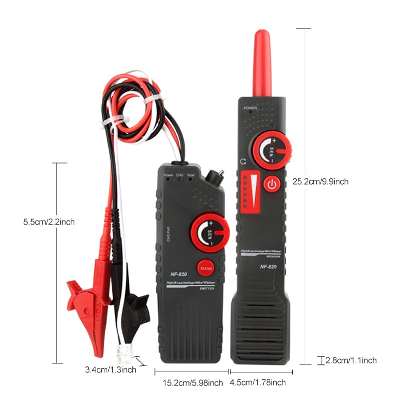 Underground Wire Locator, Wire Tracer with Earphone, Anti-Interference Buried Wire Locator Cable Tester for Locating Breakage Cables & Wires Dog Fence Cables | Locate Wires 6.5 Ft Deep