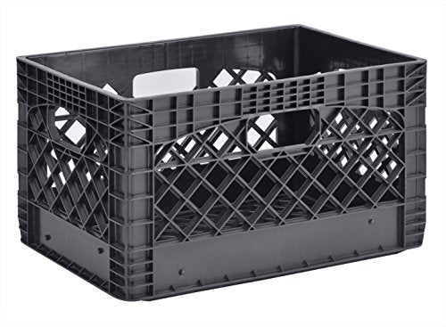 Muscle Rack PMK24QTB-3 24 quart 3 Pack black Heavy Duty Rectangular Stackable Dairy Milk Crates , 11" Height, 19" width