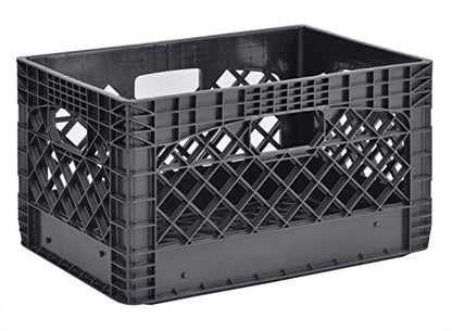 Muscle Rack PMK24QTB-3 24 quart 3 Pack black Heavy Duty Rectangular Stackable Dairy Milk Crates , 11" Height, 19" width