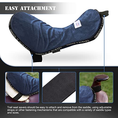 Harrison Howard Trail Seat Saver Western Tack Saddle Ride-on Pad with Cushion Bottom Helps Distribute Back Pressure - color: Navy
