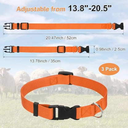 M METERXITY 3-Pack Goat Collars with Bells Polyester Orange - color: Orange