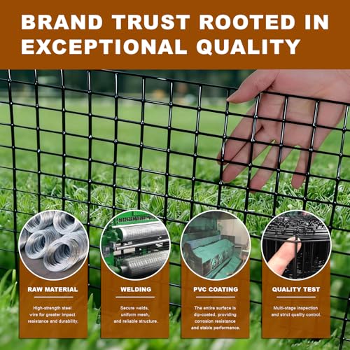 Black Chicken Wire Fencing 16 Gauge, PVC Coated Welded Mesh Fence 2" x 3" Gap, for Vegetable Garden, Yard, Little Animal Protection, Baby Care, and Pet Enclosures DIY Projects 36" x 50 ft - size: 36" x 50 ft