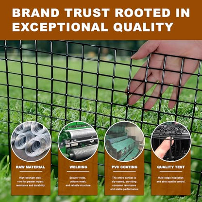 Black Chicken Wire Fencing 16 Gauge, PVC Coated Welded Mesh Fence 2" x 3" Gap, for Vegetable Garden, Yard, Little Animal Protection, Baby Care, and Pet Enclosures DIY Projects 36" x 50 ft - size: 36" x 50 ft