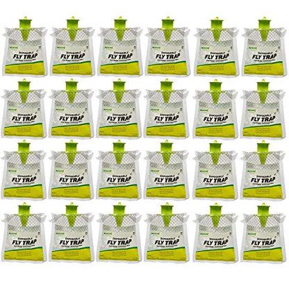 RESCUE! Outdoor Disposable Fly Trap – Hanging Fly Catcher with Attractant Bait, Fly Bag for Patio, Yard, Trash & Farm Areas – Easy-to-Use Outdoor Fly Control - 24 Traps