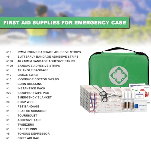 Home-Businesses First-Aid Emergency-Kit for Camping-Car - 300 Pcs Urgent Essential First Aid Kits Refill Supplies with Tourniquet Bandages for Workpalce Green 1st Aid - style: 300Pcs-Green