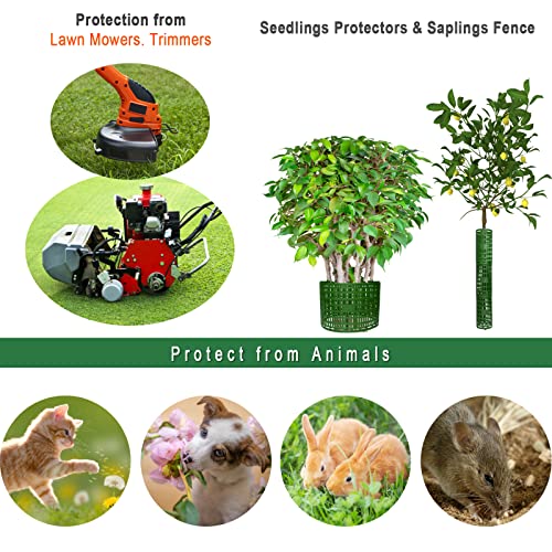 3 Pack Tree Trunk Protector Wrap Green, Mesh Plant Covers Tree Tubes for Seedlings, Saplings, Expandable Weather-Proof Durable Plant Bark Protection from Trimmers, Mowers, Rodents & Sun Scald - color: Green-3 Pieces