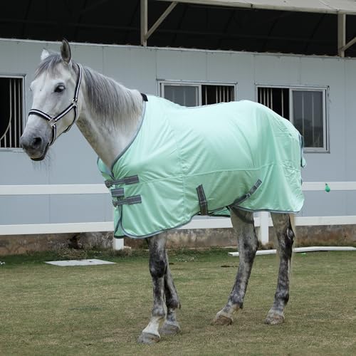 Horse Fly Sheet Lining, Mesh Equine Sheets Fly Rug, UV Protection | Breathable Mesh Fly Sheet for Horse, Equine Summer Sheet, Bug Mosquito FlySheet for Stable, Pasture, Barn (81", Mint Green) - size: 81 Inch