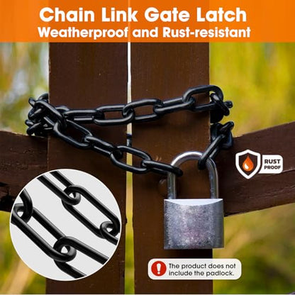 Gate Chain Lock, 23.6 Inch Chain Fence Gate Latch, Black Dia 5mm-2Pcs - color: Black Dia 5mm-2Pcs