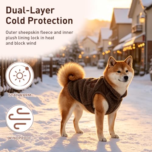 Dog Winter Coat Fleece Jacket Small Dog Apparel, Beige, S - color: Beige, size: S
