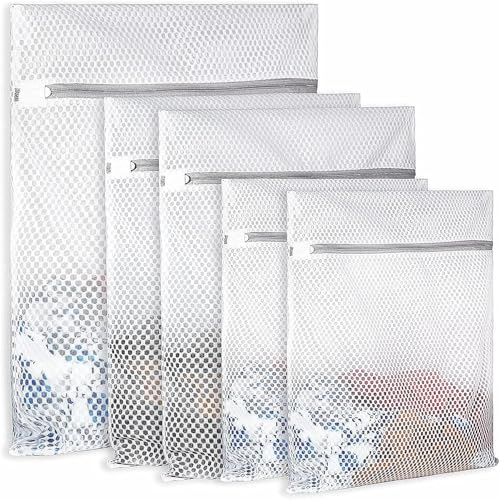 Mesh Laundry Bags for Delicates,Durable Zipper Wash Bags for Delicates, Lingerie, Bras, Underwear, Baby Clothes - Protect Garments in Washing Machine, 5-Piece Set (3 sizes)