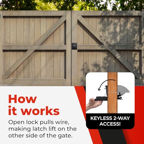 Gate Lock – Secure Keyless Fence Lock and Latch with 2-Way Access – Strong Durable System for Theft Prevention and Home Security, Easy Installation on Wood or Vinyl Gates/Fences (Regular – 2-Pack) - style: Regular (2 Pack)