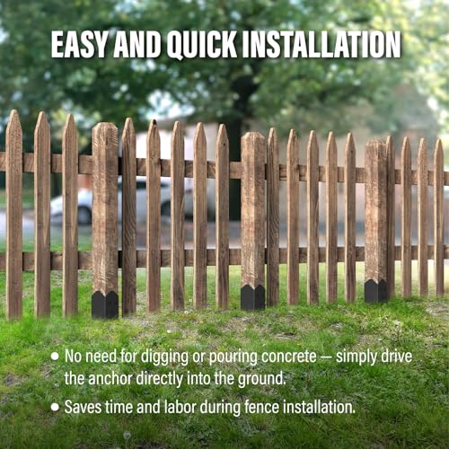 6 Pack 36"x4"x4" Heavy Duty Fence Post Anchor Ground Spike (S6) | Heavy Duty, Ground Spike, Outdoor Support Deck, Porch, Railing, Mailbox, Black - size: 36IN