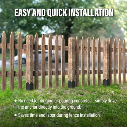 6 Pack 36"x4"x4" Heavy Duty Fence Post Anchor Ground Spike (S6) | Heavy Duty, Ground Spike, Outdoor Support Deck, Porch, Railing, Mailbox, Black - size: 36IN