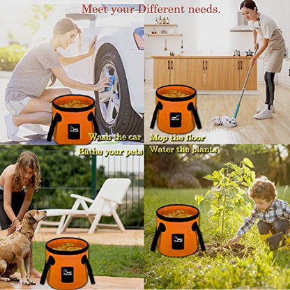 Esthesia Collapsible Bucket, 5 Gallon Portable Folding Water Container for Travelling, Camping, Hiking, Fishing, Gardening - color: Orange