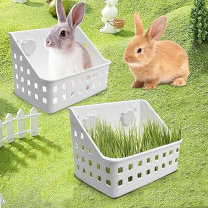 kathson 2PCS Rabbit Hay Feeder for Cages Bunny Hay Manger Holder Guinea Pig Hay Container for Small Animal Chinchilla Ferret Cage Accessories (7.5 X 4.7 X 5.5 inch) - size: 7.5 X 4.7 X 5.5 inches, 2 Pieces