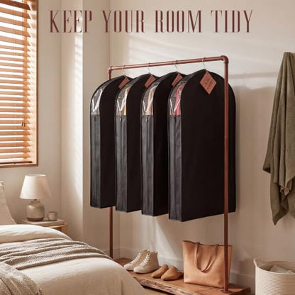 Briwooody Cotton Linen Garment Bags, 2 Sets, Moth Protection, Black - color: Black