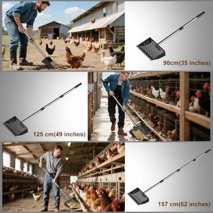 Metal Chicken Poop Scooper & Rake Scoop 10" Metal Chicken Coop Rake