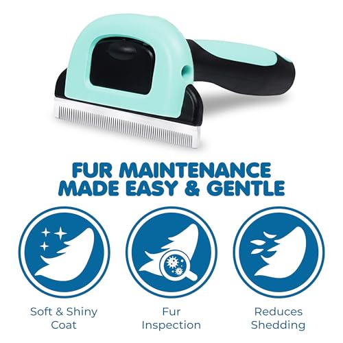 SunGrow Dog & Cat Deshedding Brush, Minimizes Shedding, Enhances Coat Health, Gentle on Skin, Suitable for Rabbits & Ferrets