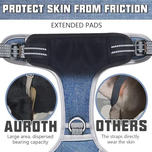 AUROTH Dog Harness for Small Medium Dogs, Tactical No Pull Dog Vest - color: Denim Blue, size: S(Neck:14-21",Chest:20-31"),18-35 lbs