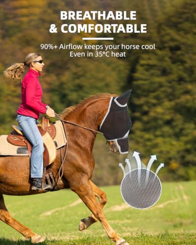 Hilltown Horse Fly Mask with Nose Cover - Pony, Grey - color: Grey, size: PONY