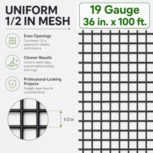 GoldPeak Black Hardware Cloth 1/2 inch 36'' x 100' 19 Gauge - size: 1/2 inch 36''x100'