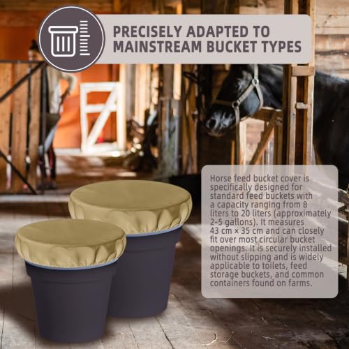 2-5 Gallon Horse Bucket Cover, Waterproof Horse Feed Bucket Cover, Lightweight and Easy to Use (Excluding Bucket, Khaki) - color: Khaki