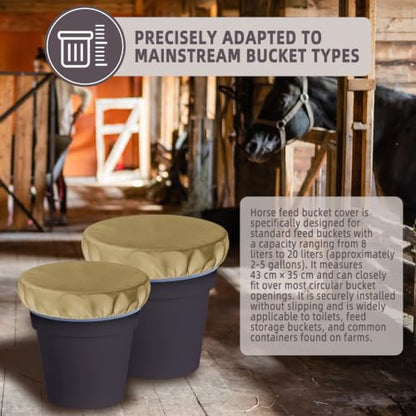 2-5 Gallon Horse Bucket Cover, Waterproof Horse Feed Bucket Cover, Lightweight and Easy to Use (Excluding Bucket, Khaki) - color: Khaki