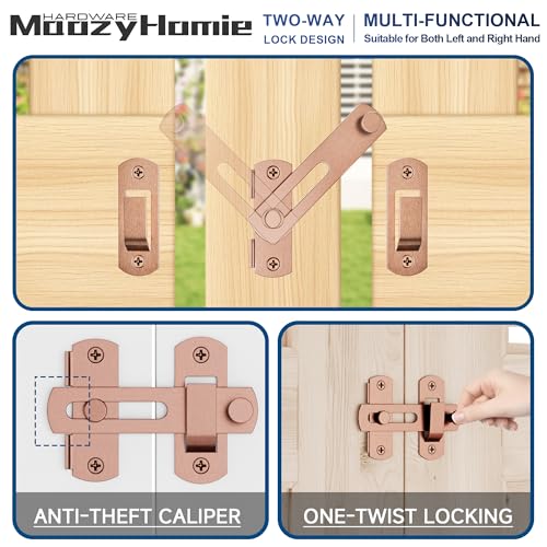 4 Inch Flip Latch Gate Latches, 180 Degree Flip Barn Door Lock Latch, Heavy Duty SUS304 Stainless Steel Flip Sliding Latch, Bolt Buckle Lock for Barn Wood Sliding Doors, Red Bronze, 2 Pack - color: Red Bronze