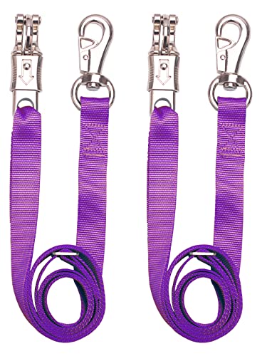 Adjustable Nylon Cross Ties （2 Pack）-Cross Tie with Panic Snap and Bull Snap - Adjusts from 44.5" to 78.3" - color: Purple