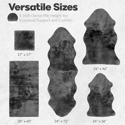 Natural Medical Sheepskin Pad, Non-Slip Back, Charcoal, 30 x 60 in, 1 Pack - color: Charcoal Grey, size: 30x60 Inch (Pack of 1)
