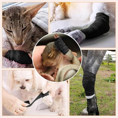 BIRDDIE 9 Packs 1"/2"/3" Black Self Adherent Bandage Wrap - color: Black-9