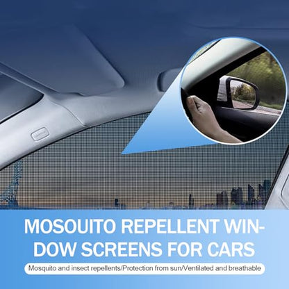 4 PCS Car Side Window Sunshade Net Combination Kit, Front Rear Window Glass Double-Layer Design Breathable High-Density Elastic Mesh, Modification Accessory, Suitable for Most SUVs (Black)