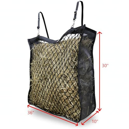 XL Double-Sided Knotless Slow Feed Hay Net – Holds 5–6 Flakes, 2"x2" Openings, Comfortable for Horse Muzzles, 1000D Mesh Side Gussets, Adjustable Hanging Strap, Durable & Safe Design