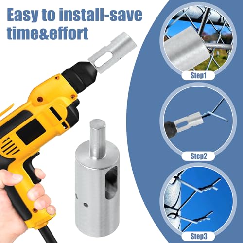 9 Gauge+11 Gauge Drill Chuck Tool EZ Twist Ties for Chain Link Fence Ties | Easy Twist Fence Ties Tool for Chain Link Wire,EZ Twist Tool 9 or 11 Gauge Drill Chuck Tool Fit 3/8" - style: 9 Gauge + 11 Gauge
