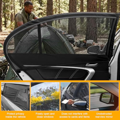 Car Window Shades, UV Protection Vehicle Front Rear Side Mesh Sunshade Curtains, Breathable Heat Block Window Screen Cover Fits for Most Cars, Car Accessories (SUV Rear, 2 PCS) - color: SUV Rear 2 PCS