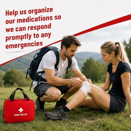 Red Empty First Aid Bag, Portable Oxford Cloth Emergency Medical Pouch, Compact First Aid Storage Bag for Travel, Outdoor, Home and Office
