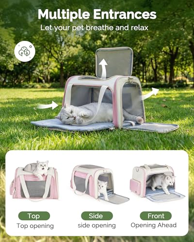 Homespon 34.5L Soft-Sided Cat Dog Carrier, Airline Approved Pet Bag - color: Pink