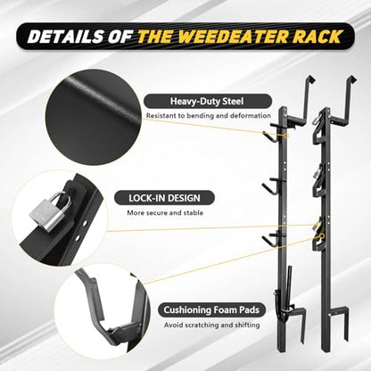 Black 3 Place Trimmer Weed Eater Rack for Open & Enclosed Trailer - size: 3 lock