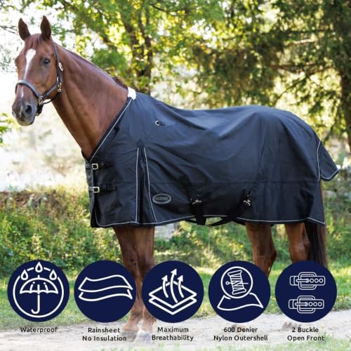 Country Pride Glacier Rainsheet, Waterproof Windproof Horse Blanket, 600D Cordura Outer Shell, Smooth Nylon Lining, Shoulder Gussets, Double Buckle Front, Adjustable Leg Straps, Tail Cover (82) - size: 82