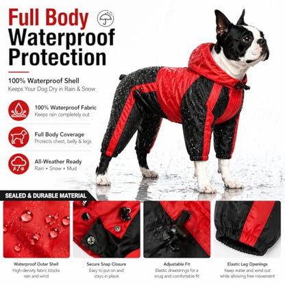 Pet Apparel Large Dog Clothing Raincoat Pet Clothes Rain Coat For Big Large Dogs Red Green Waterproof (L-S, Red) - color: Red, size: L-S (Medium Dog ~30lbs)