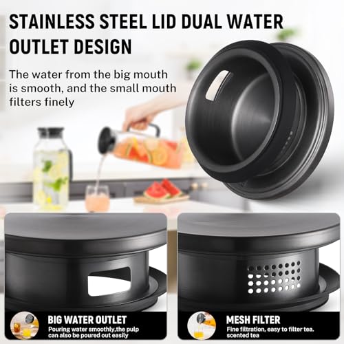 2 Pack 2 Liters/68 oz Square Glass Pitcher with Lid and Handle for Fridge, Iced Tea and Coffee Carafe Beverage Serveware, Heat Resistant Borosilicate Water Black Jug for Hot/Cold Drinks and Milk - size: 68 oz Black