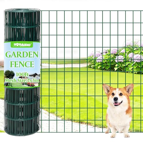 Green PVC Coated Welded Wire Fencing,2"x3" 16 Gauge,60inch H x 100ft L Garden Wire Fence Roll,2/3/4/5/6ft Tall x 50/100 ft Long Hardware Cloth Metal Mesh for Yard,Farm,Chicken,Dog,Vegetable Protection - color: Green, size: 2"x3" 60inx100ft